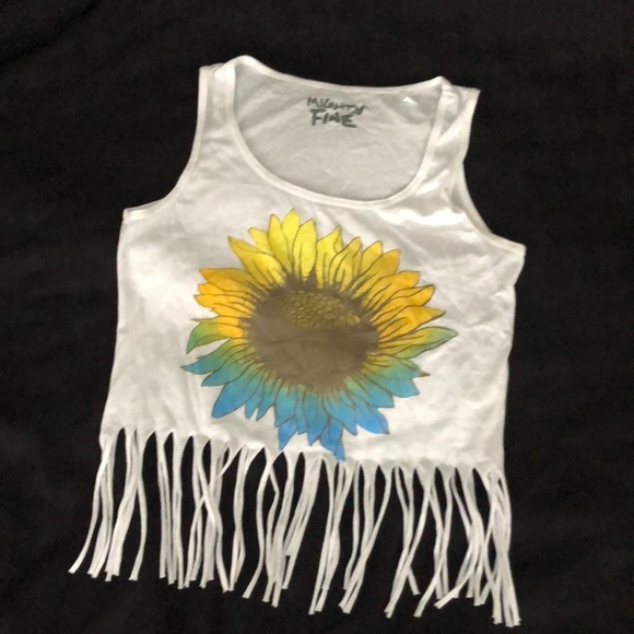 Mighty Fine Tops - Cute Sunflower Fringed Crop Top! Festival Wear 🌻